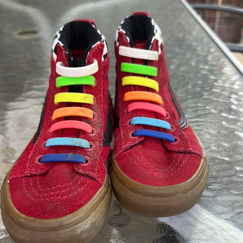 Vans Red and Black High-Top Sneakers
